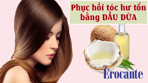 Phục hồi tóc hư tổn bằng dầu dừa