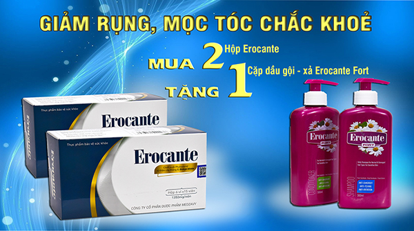 Chương trình khuyến mại mua hộp viên uống tặng Erocante tặng ngay dầu gội